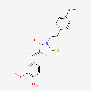 molecular formula C20H19NO4S2 B12136269 5-[(4-Hydroxy-3-methoxyphenyl)methylene]-3-[2-(4-methoxyphenyl)ethyl]-2-thioxo-1,3-thiazolidin-4-one 