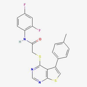 molecular formula C21H15F2N3OS2 B12136301 N-(2,4-difluorophenyl)-2-{[5-(4-methylphenyl)thieno[2,3-d]pyrimidin-4-yl]sulfanyl}acetamide 