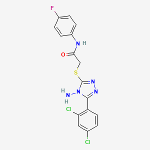 molecular formula C16H12Cl2FN5OS B12136304 2-{[4-amino-5-(2,4-dichlorophenyl)-4H-1,2,4-triazol-3-yl]sulfanyl}-N-(4-fluorophenyl)acetamide 