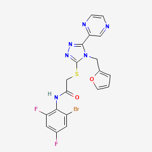 molecular formula C19H13BrF2N6O2S B12136320 N-(2-bromo-4,6-difluorophenyl)-2-{[4-(furan-2-ylmethyl)-5-(pyrazin-2-yl)-4H-1,2,4-triazol-3-yl]sulfanyl}acetamide 
