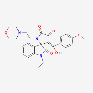molecular formula C27H29N3O6 B12136354 1-ethyl-4'-hydroxy-3'-[(4-methoxyphenyl)carbonyl]-1'-[2-(morpholin-4-yl)ethyl]spiro[indole-3,2'-pyrrole]-2,5'(1H,1'H)-dione 
