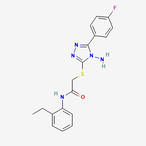 molecular formula C18H18FN5OS B12136363 2-[[4-amino-5-(4-fluorophenyl)-1,2,4-triazol-3-yl]sulfanyl]-N-(2-ethylphenyl)acetamide 