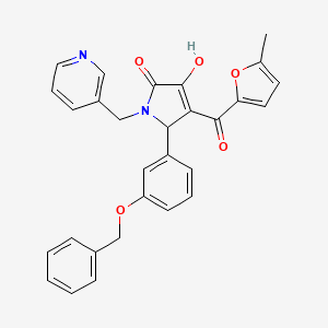 molecular formula C29H24N2O5 B12136377 5-[3-(benzyloxy)phenyl]-3-hydroxy-4-(5-methylfuran-2-carbonyl)-1-[(pyridin-3-yl)methyl]-2,5-dihydro-1H-pyrrol-2-one 