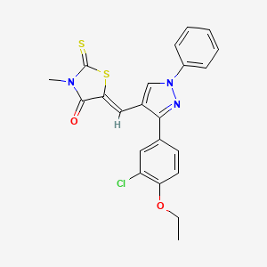 molecular formula C22H18ClN3O2S2 B12136401 (5Z)-5-{[3-(3-chloro-4-ethoxyphenyl)-1-phenyl-1H-pyrazol-4-yl]methylidene}-3-methyl-2-thioxo-1,3-thiazolidin-4-one 