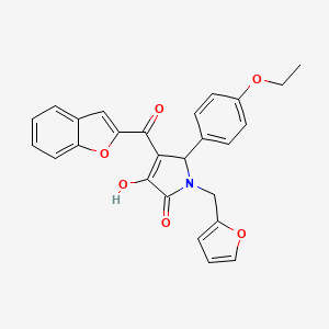 molecular formula C26H21NO6 B12136478 4-(benzofuran-2-carbonyl)-5-(4-ethoxyphenyl)-1-(furan-2-ylmethyl)-3-hydroxy-1H-pyrrol-2(5H)-one 