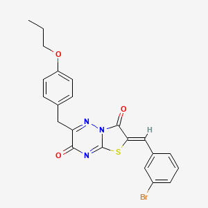 molecular formula C22H18BrN3O3S B12136512 (2Z)-2-(3-bromobenzylidene)-6-(4-propoxybenzyl)-7H-[1,3]thiazolo[3,2-b][1,2,4]triazine-3,7(2H)-dione 