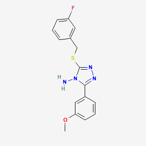 molecular formula C16H15FN4OS B12136592 3-[(3-Fluorophenyl)methylthio]-5-(3-methoxyphenyl)-1,2,4-triazole-4-ylamine 