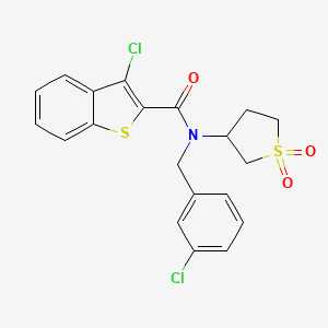 molecular formula C20H17Cl2NO3S2 B12136608 3-chloro-N-(3-chlorobenzyl)-N-(1,1-dioxidotetrahydrothiophen-3-yl)-1-benzothiophene-2-carboxamide 