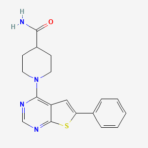 molecular formula C18H18N4OS B12136626 1-(6-Phenylthieno[2,3-d]pyrimidin-4-yl)piperidine-4-carboxamide 