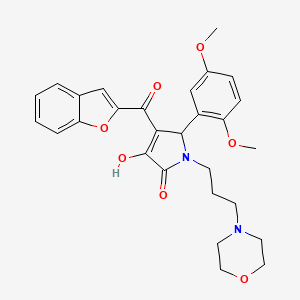 molecular formula C28H30N2O7 B12136633 4-(Benzo[d]furan-2-ylcarbonyl)-5-(2,5-dimethoxyphenyl)-3-hydroxy-1-(3-morpholi n-4-ylpropyl)-3-pyrrolin-2-one 