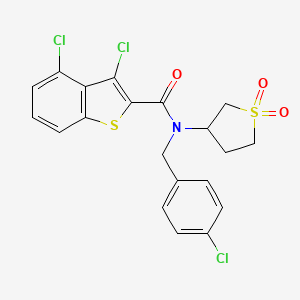 molecular formula C20H16Cl3NO3S2 B12136661 3,4-dichloro-N-(4-chlorobenzyl)-N-(1,1-dioxidotetrahydrothiophen-3-yl)-1-benzothiophene-2-carboxamide 