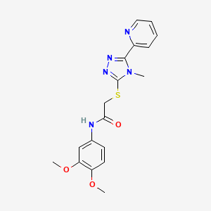molecular formula C18H19N5O3S B12136781 N-(3,4-dimethoxyphenyl)-2-{[4-methyl-5-(pyridin-2-yl)-4H-1,2,4-triazol-3-yl]sulfanyl}acetamide 