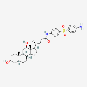 molecular formula C36H50N2O5S B1213681 (4R)-N-[4-(4-aminophenyl)sulfonylphenyl]-4-[(3R,5R,8R,9S,10S,12S,13R,14S,17R)-3,12-dihydroxy-10,13-dimethyl-2,3,4,5,6,7,8,9,11,12,14,15,16,17-tetradecahydro-1H-cyclopenta[a]phenanthren-17-yl]pentanamide CAS No. 5433-83-0