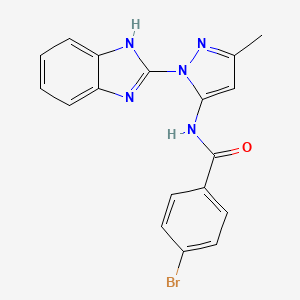 molecular formula C18H14BrN5O B12136846 N-[2-(1H-Benzoimidazol-2-yl)-5-methyl-2H-pyrazol-3-yl]-4-bromo-benzamide 