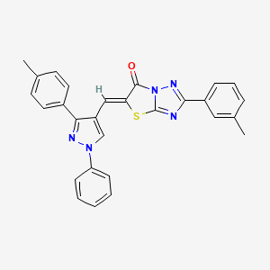 molecular formula C28H21N5OS B12136950 (5Z)-2-(3-methylphenyl)-5-{[3-(4-methylphenyl)-1-phenyl-1H-pyrazol-4-yl]methylidene}[1,3]thiazolo[3,2-b][1,2,4]triazol-6(5H)-one 