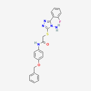 molecular formula C23H20FN5O2S B12137013 2-[4-amino-5-(2-fluorophenyl)(1,2,4-triazol-3-ylthio)]-N-[4-(phenylmethoxy)phe nyl]acetamide 