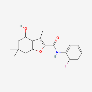 molecular formula C18H20FNO3 B12137023 N-(2-fluorophenyl)-4-hydroxy-3,6,6-trimethyl-4,5,6,7-tetrahydro-1-benzofuran-2-carboxamide 