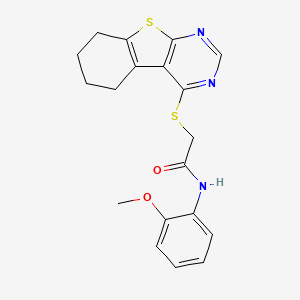 molecular formula C19H19N3O2S2 B12137067 N-(2-methoxyphenyl)-2-(5,6,7,8-tetrahydro[1]benzothieno[2,3-d]pyrimidin-4-ylsulfanyl)acetamide 
