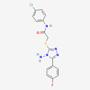 molecular formula C16H13ClFN5OS B12137105 2-{[4-amino-5-(4-fluorophenyl)-4H-1,2,4-triazol-3-yl]sulfanyl}-N-(4-chlorophenyl)acetamide 