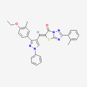 molecular formula C30H25N5O2S B12137118 (5Z)-5-{[3-(4-ethoxy-3-methylphenyl)-1-phenyl-1H-pyrazol-4-yl]methylidene}-2-(2-methylphenyl)[1,3]thiazolo[3,2-b][1,2,4]triazol-6(5H)-one 
