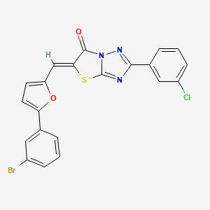 molecular formula C21H11BrClN3O2S B12137146 (5Z)-5-{[5-(3-bromophenyl)furan-2-yl]methylidene}-2-(3-chlorophenyl)[1,3]thiazolo[3,2-b][1,2,4]triazol-6(5H)-one 