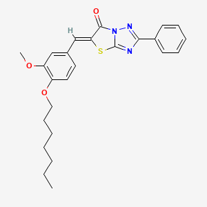 molecular formula C25H27N3O3S B12137149 (5Z)-5-[4-(heptyloxy)-3-methoxybenzylidene]-2-phenyl[1,3]thiazolo[3,2-b][1,2,4]triazol-6(5H)-one 