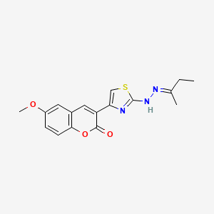 molecular formula C17H17N3O3S B12137154 3-[2-[(2Z)-2-butan-2-ylidenehydrazinyl]-1,3-thiazol-4-yl]-6-methoxychromen-2-one CAS No. 325804-17-9
