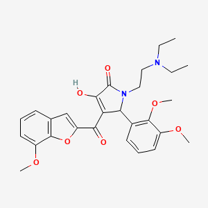molecular formula C28H32N2O7 B12137161 1-[2-(Diethylamino)ethyl]-5-(2,3-dimethoxyphenyl)-3-hydroxy-4-[(7-methoxybenzo [d]furan-2-yl)carbonyl]-3-pyrrolin-2-one 