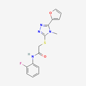 molecular formula C15H13FN4O2S B12137173 N-(2-fluorophenyl)-2-{[5-(furan-2-yl)-4-methyl-4H-1,2,4-triazol-3-yl]sulfanyl}acetamide 