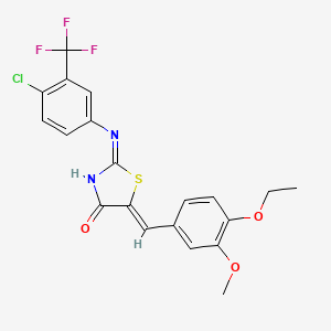 molecular formula C20H16ClF3N2O3S B12137183 (5Z)-2-{[4-chloro-3-(trifluoromethyl)phenyl]amino}-5-(4-ethoxy-3-methoxybenzylidene)-1,3-thiazol-4(5H)-one 