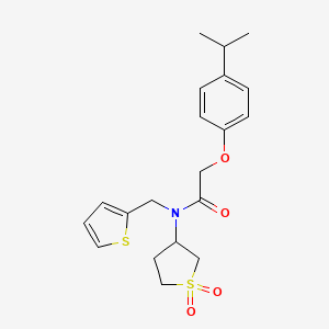 molecular formula C20H25NO4S2 B12137221 N-(1,1-dioxidotetrahydrothiophen-3-yl)-2-[4-(propan-2-yl)phenoxy]-N-(thiophen-2-ylmethyl)acetamide 