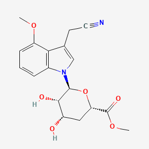 molecular formula C18H20N2O6 B1213725 Methyl 2-(3-cyanomethyl-4-methoxyindol-1-yl)-3,4-dihydroxytetrahydropyran-6-carboxylate CAS No. 91284-30-9