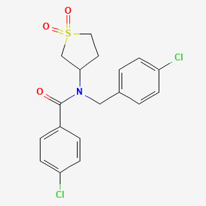 molecular formula C18H17Cl2NO3S B12137254 4-chloro-N-(4-chlorobenzyl)-N-(1,1-dioxidotetrahydrothiophen-3-yl)benzamide 