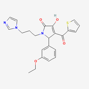 molecular formula C23H23N3O4S B12137271 5-(3-ethoxyphenyl)-3-hydroxy-1-[3-(1H-imidazol-1-yl)propyl]-4-(thiophen-2-ylcarbonyl)-1,5-dihydro-2H-pyrrol-2-one 