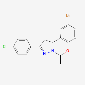 molecular formula C17H14BrClN2O B12137272 9-Bromo-2-(4-chlorophenyl)-5-methyl-1,10b-dihydropyrazolo[1,5-c][1,3]benzoxazine 
