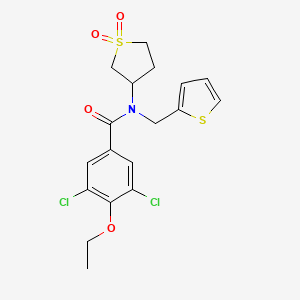 molecular formula C18H19Cl2NO4S2 B12137328 3,5-dichloro-N-(1,1-dioxidotetrahydrothiophen-3-yl)-4-ethoxy-N-(thiophen-2-ylmethyl)benzamide 