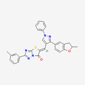 molecular formula C30H23N5O2S B12137364 (5Z)-5-{[3-(2-methyl-2,3-dihydro-1-benzofuran-5-yl)-1-phenyl-1H-pyrazol-4-yl]methylidene}-2-(3-methylphenyl)[1,3]thiazolo[3,2-b][1,2,4]triazol-6(5H)-one 