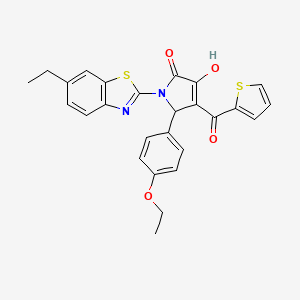 molecular formula C26H22N2O4S2 B12137387 5-(4-Ethoxyphenyl)-1-(6-ethylbenzothiazol-2-yl)-3-hydroxy-4-(2-thienylcarbonyl)-3-pyrrolin-2-one 