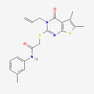 molecular formula C20H21N3O2S2 B12137408 2-(5,6-dimethyl-4-oxo-3-prop-2-enyl(3-hydrothiopheno[2,3-d]pyrimidin-2-ylthio))-N-(3-methylphenyl)acetamide 