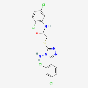 molecular formula C16H11Cl4N5OS B12137415 2-{[4-amino-5-(2,4-dichlorophenyl)-4H-1,2,4-triazol-3-yl]sulfanyl}-N-(2,5-dichlorophenyl)acetamide 