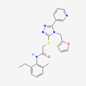 molecular formula C23H23N5O2S B12137427 N-(2-ethyl-6-methylphenyl)-2-{[4-(furan-2-ylmethyl)-5-(pyridin-3-yl)-4H-1,2,4-triazol-3-yl]sulfanyl}acetamide 