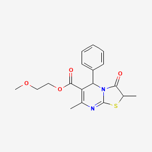 molecular formula C18H20N2O4S B12137433 2-methoxyethyl 2,7-dimethyl-3-oxo-5-phenyl-3,5-dihydro-2H-thiazolo[3,2-a]pyrimidine-6-carboxylate 