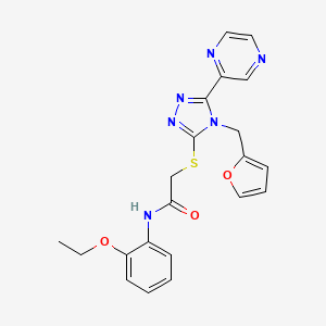 molecular formula C21H20N6O3S B12137463 N-(2-ethoxyphenyl)-2-{[4-(furan-2-ylmethyl)-5-(pyrazin-2-yl)-4H-1,2,4-triazol-3-yl]sulfanyl}acetamide 