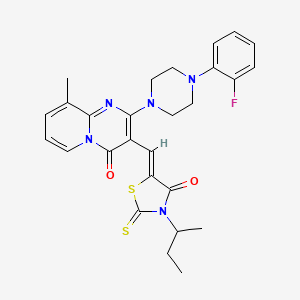 molecular formula C27H28FN5O2S2 B12137528 3-{(Z)-[3-(butan-2-yl)-4-oxo-2-thioxo-1,3-thiazolidin-5-ylidene]methyl}-2-[4-(2-fluorophenyl)piperazin-1-yl]-9-methyl-4H-pyrido[1,2-a]pyrimidin-4-one 