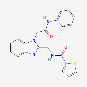 molecular formula C21H18N4O2S B12137633 N-({1-[(phenylcarbamoyl)methyl]-1H-1,3-benzodiazol-2-yl}methyl)thiophene-2-carboxamide 