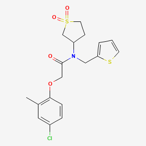 molecular formula C18H20ClNO4S2 B12137662 2-(4-chloro-2-methylphenoxy)-N-(1,1-dioxidotetrahydrothiophen-3-yl)-N-(thiophen-2-ylmethyl)acetamide 