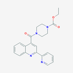 molecular formula C22H22N4O3 B12137693 Ethyl 4-[(2-(2-pyridyl)-4-quinolyl)carbonyl]piperazinecarboxylate 