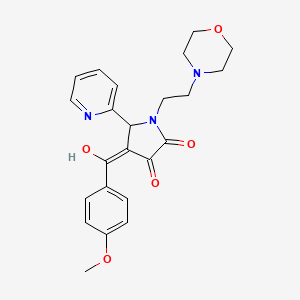 molecular formula C23H25N3O5 B12137745 (4E)-4-[hydroxy(4-methoxyphenyl)methylidene]-1-[2-(morpholin-4-yl)ethyl]-5-(pyridin-2-yl)pyrrolidine-2,3-dione 