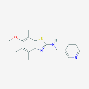 molecular formula C17H19N3OS B121378 6-Methoxy-4,5,7-trimethyl-N-(pyridin-3-ylmethyl)-1,3-benzothiazol-2-amine CAS No. 145096-22-6