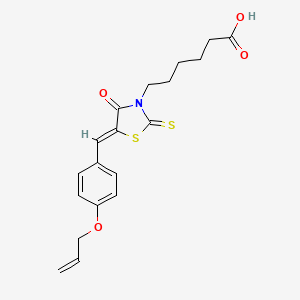 molecular formula C19H21NO4S2 B12137809 6-{(5Z)-4-oxo-5-[4-(prop-2-en-1-yloxy)benzylidene]-2-thioxo-1,3-thiazolidin-3-yl}hexanoic acid 